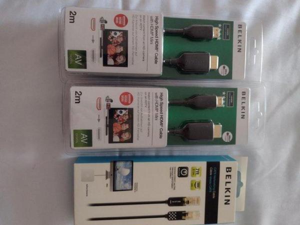 Image 2 of Belkin Cables, USB, DVI,HDMI CAT6, Brand New In Sealed Packs