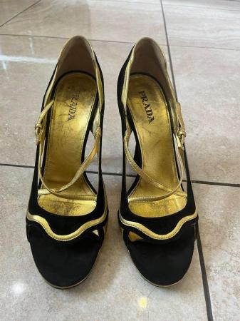 Image 3 of Black and gold Prada high heels