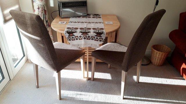 Image 2 of Dining Chairs one pair upholstered in light brown