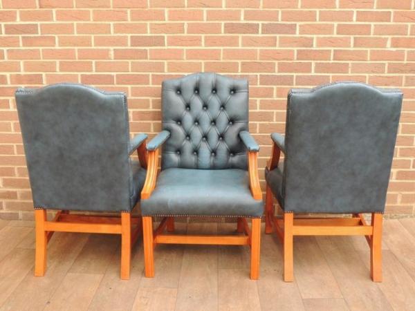 Image 5 of 3 Blue Chesterfield Chairs (UK Delivery)