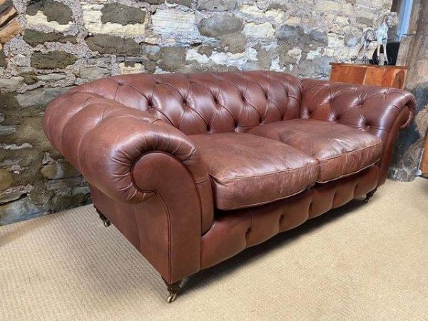Image 3 of Tan Marks & Spencer Chesterfield Two seater Sofa & Armchair