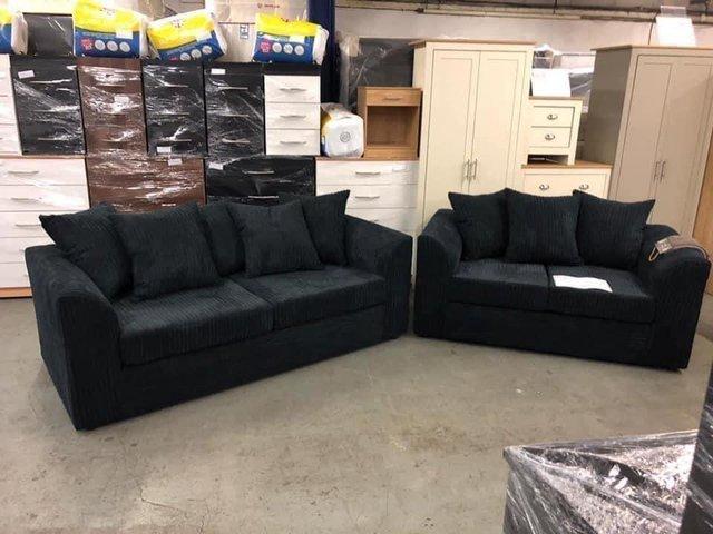 Preview of the first image of Byron 3&2 sofas in black jumbo cord.