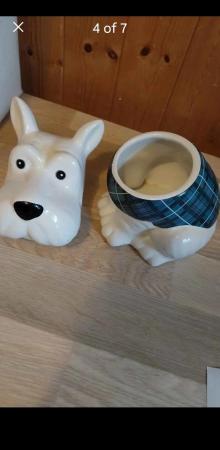 Image 1 of Ceramic White Terrier Dog Cookie Biscuit Barrel