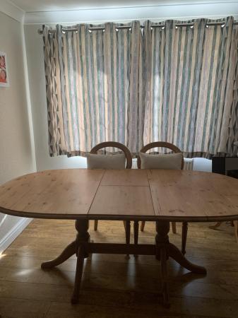 Image 1 of Large Oval Solid Pine Extending Dining Table