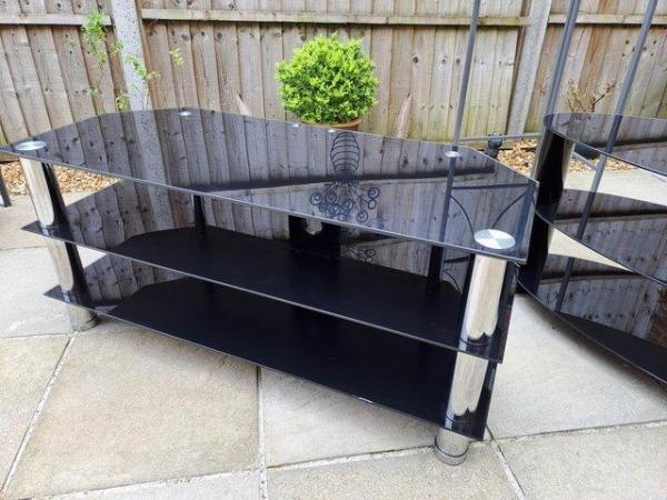 Image 1 of BLACK GLASS TV STAND both in very good order