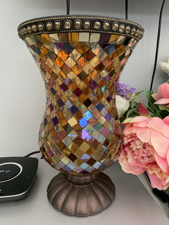 Preview of the first image of PartyLite Global Fusion 12" Hurricane Mosaic Candle Holder.