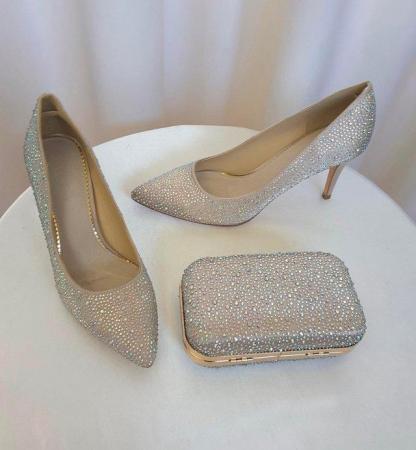 Image 2 of Classic nude crystal encrusted pointed court shoe. New.