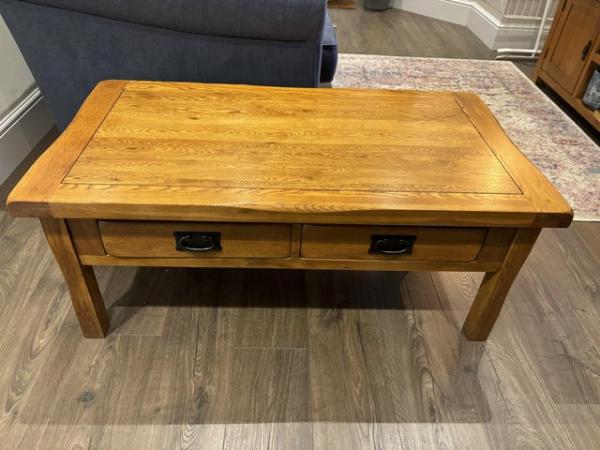 Image 3 of Rustic Solid Oak 4 Drawer Storage Coffee Table