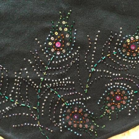 Image 4 of Sz 14 NEXT Silk Mix High Neck Beaded Black Strappy Knit Top