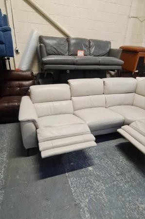 Image 9 of Illinois silver leather electric recliner corner sofa