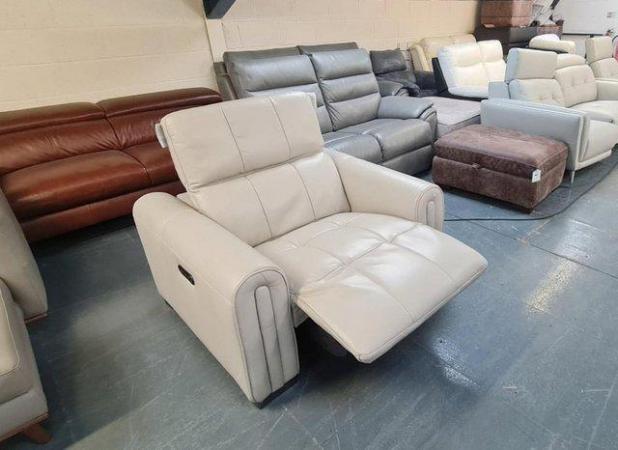 Image 12 of Alessio light grey/cream electric recliner armchair
