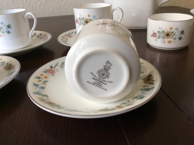 Preview of the first image of Vintage Royal Doulton Pastorale coffee set..