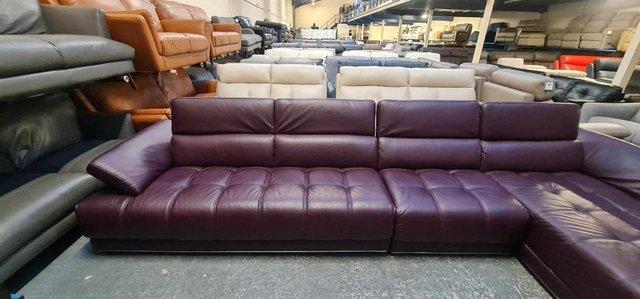 Image 13 of Italia Living Vivaldi burgundy leather large chaise sofa