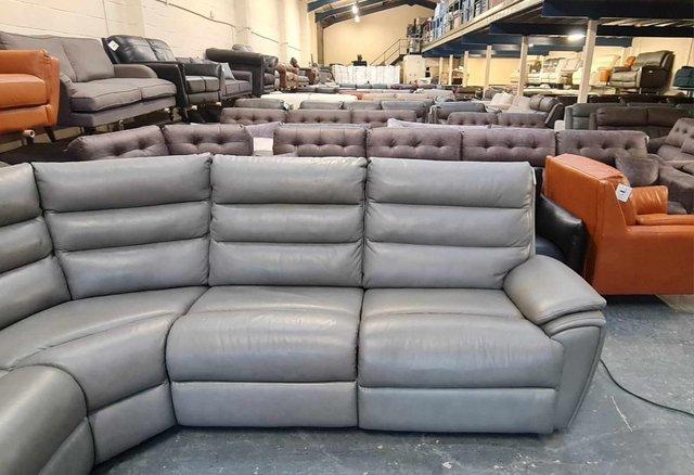 Image 11 of La-z-boy Winslow grey leather electric recliner corner sofa