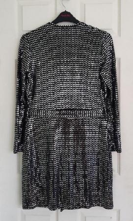 Image 2 of Ladies Silver Glitter Dress By Boohoo - Size 16       B18