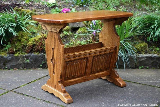 Image 94 of AN OLD CHARM VINTAGE OAK MAGAZINE RACK COFFEE LAMP TABLE