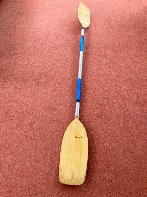 Preview of the first image of Vintage Mark Gees kayak/canoe Wood & Aluminium paddle.