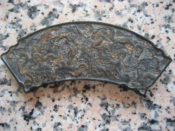 Image 1 of VINTAGE Chinese Ink Stick/Cake - The Nine Dragons In Clouds