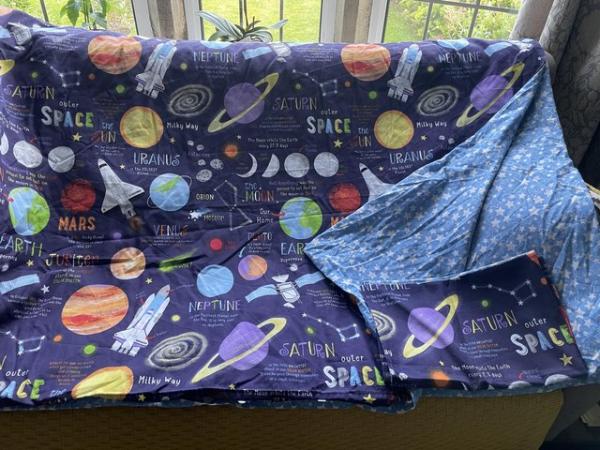 Image 1 of Children’s planet single duvet cover with pillow case