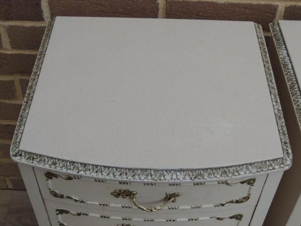Image 10 of Pair of French Tall Bedside Tables 3 drawers (UK Delivery)