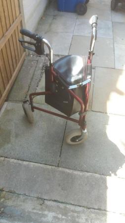 Image 2 of 3 wheeled braked rollator with bag