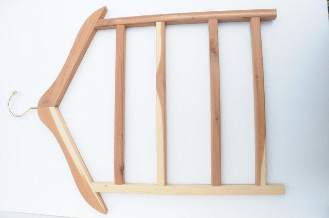 Preview of the first image of Wooden Ladder Trouser Hanger Four Rungs Space Saving Design.