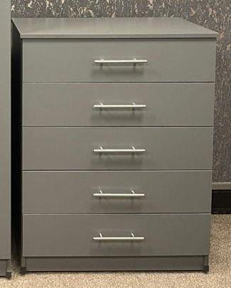 Preview of the first image of NOVA GREY 5 DRAWER CHEST ————-.