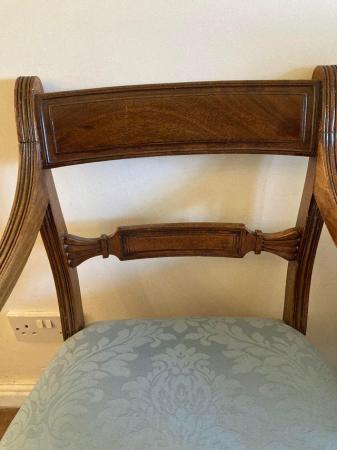 Image 3 of Pair Edwardian wooden upholstered seat chairs