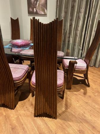 Image 1 of Large Bamboo Dining Table and 8 chairs