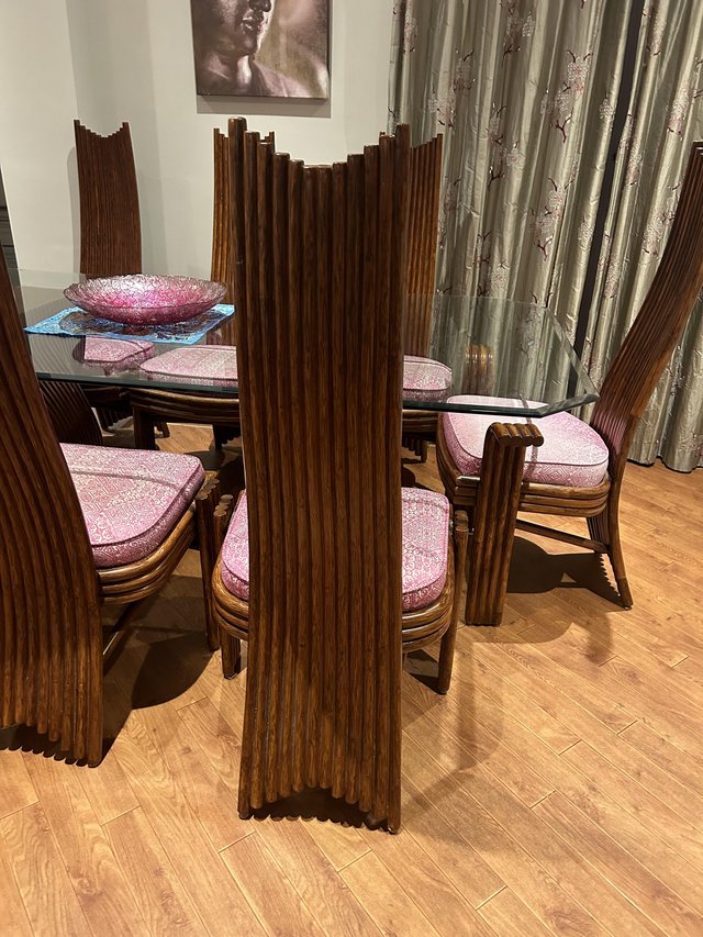 Preview of the first image of Large Bamboo Dining Table and 8 chairs.