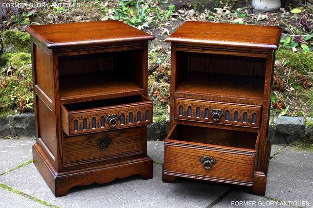 Image 118 of A PAIR OF OLD CHARM LIGHT OAK BEDSIDE CABINETS LAMP TABLES