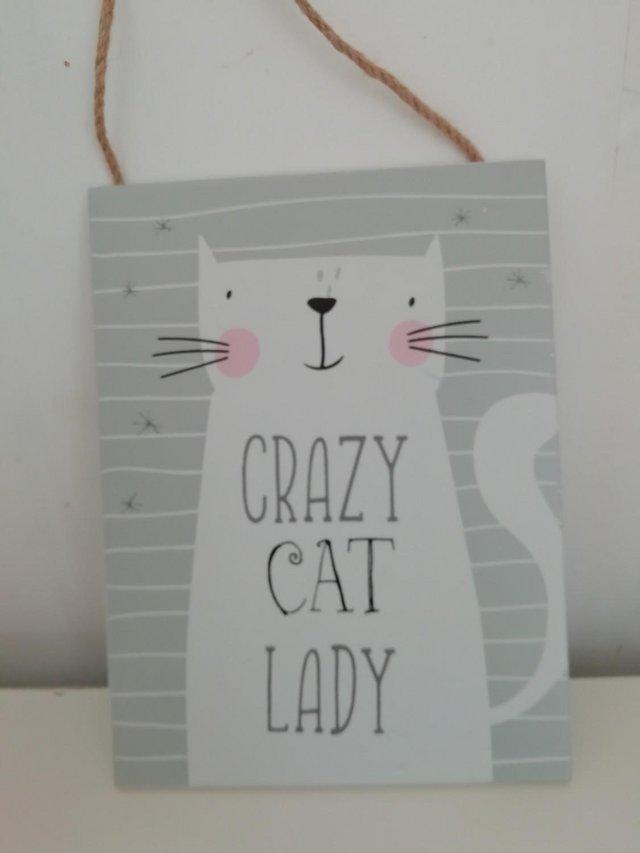 Preview of the first image of Home Wall Hanging Crazy Cat Lady Plaque.