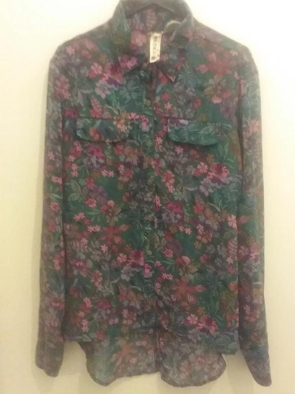 Preview of the first image of Mimi Chica Floral Sheer Blouse/ Shirt - size S.