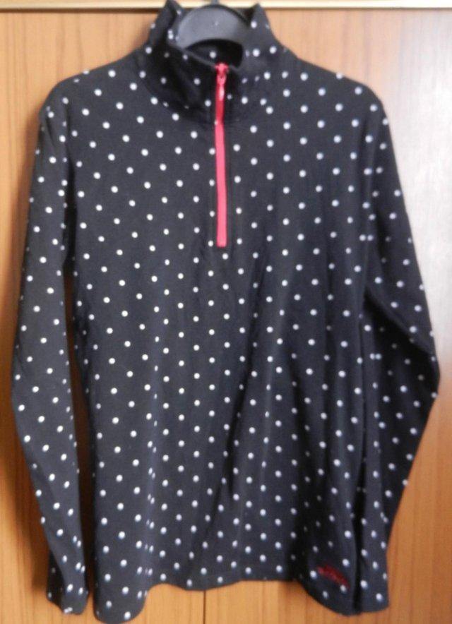 Preview of the first image of Trespass Duoskin Black and White Polka Dot Top Size XXS.