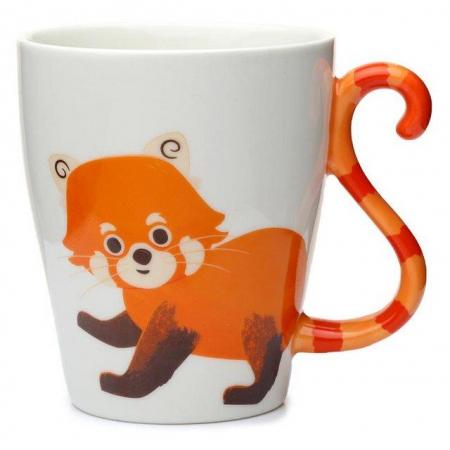Image 1 of Red Panda Zooniverse Ceramic Tail Shaped Handle Mug.