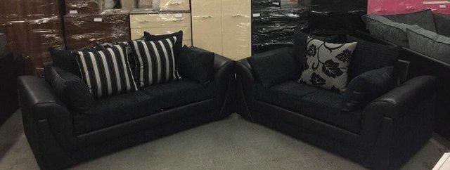 Image 1 of Lush 3&2 sofas in black/black.