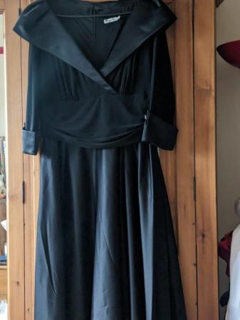 Image 2 of Black satin c;assic long dress size 20 by Eliza J