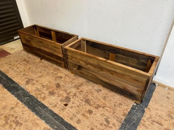 Image 8 of Pair of Rustic Treated Garden Planter Raised Beds
