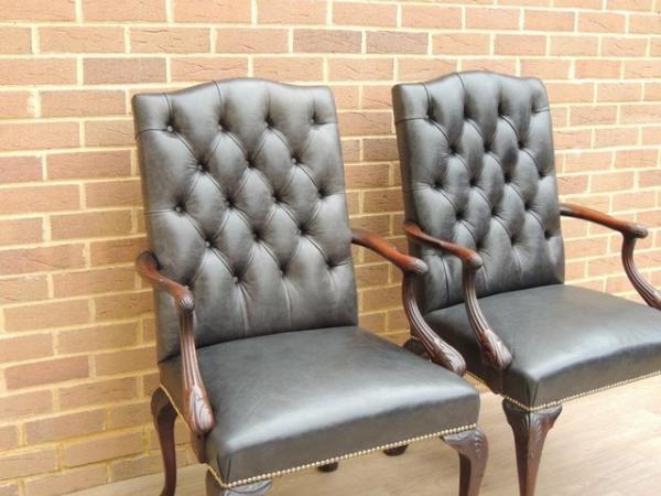 Image 6 of Pair of Antique Chesterfield Library Chairs (UK Delivery)