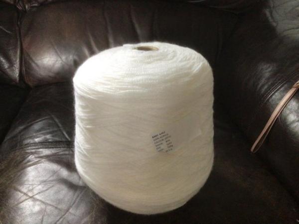 Image 1 of One cone of baby 4ply yarn  white