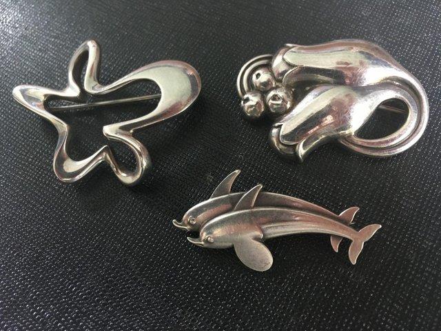 Preview of the first image of Vintage Georg Jensen Silver Brooches three for £300.