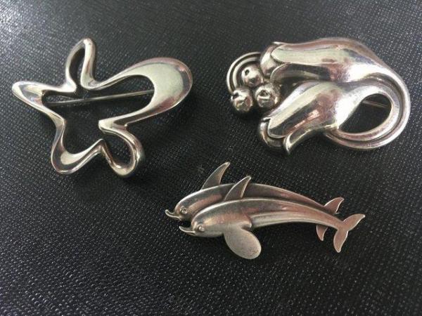 Image 1 of Vintage Georg Jensen Silver Brooches three for £300