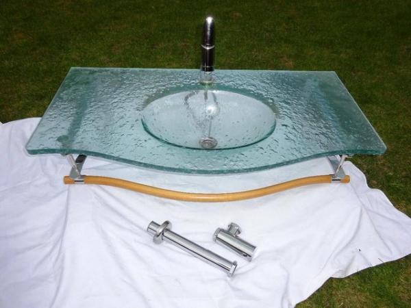 Image 1 of Superb designer glass bathroom basin/sink with Bongio tap
