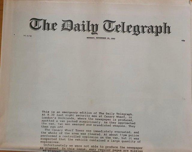 Preview of the first image of Emergency edition of the Daily Telegraph.