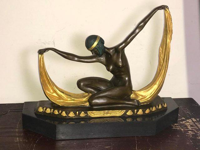 Preview of the first image of Art Deco “ Dancing With Egyptian “ Bronze & Marble.