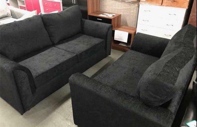 Image 1 of Omega 2&2 sofas in black fabric