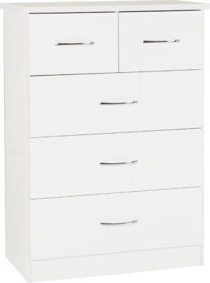 Preview of the first image of NEVADA 3+2 DRAWER CHEST IN WHITE GLOSS.