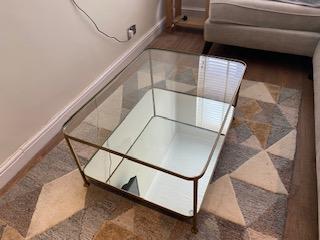 Image 2 of Nearly New Antique Brass and glass coffee table