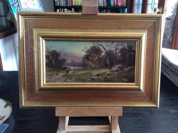 Image 1 of Oil painting of lonely female walking in countryside