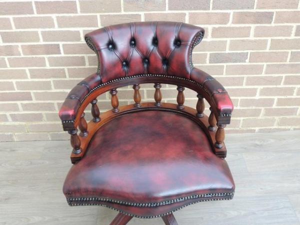 Image 10 of Vintage Ox Blood Captains Chesterfield Chair (UK Delivery)